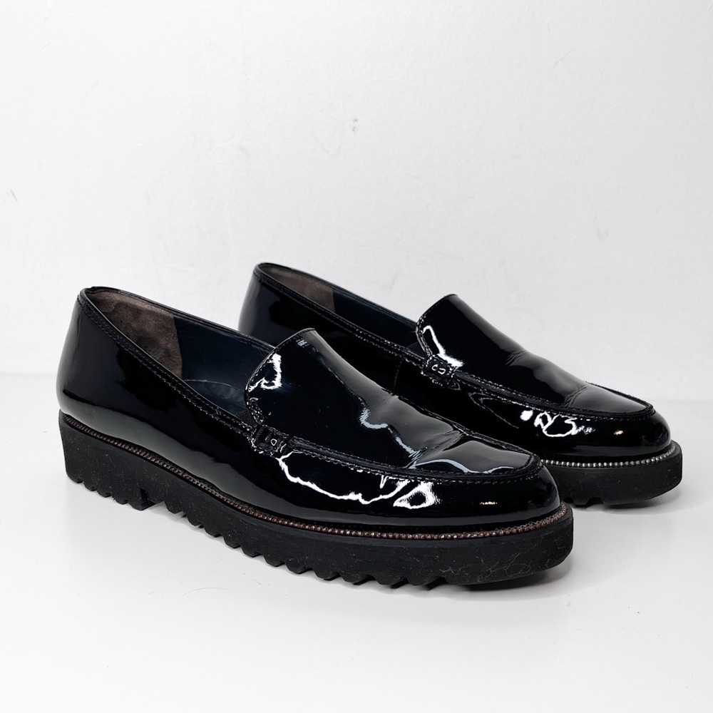 Paul Green Jojo Black Patent Loafers Lug Sole Size 7.5